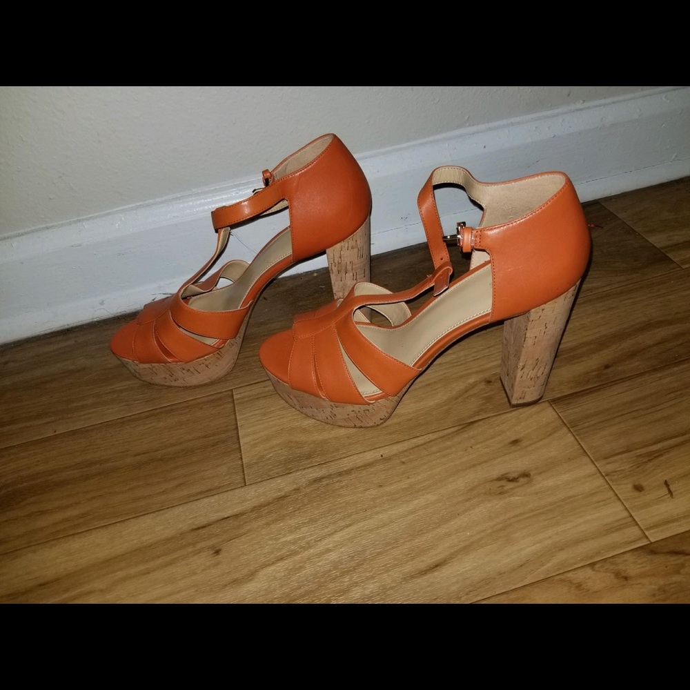 Orange Michael Kors Sandaled Heels